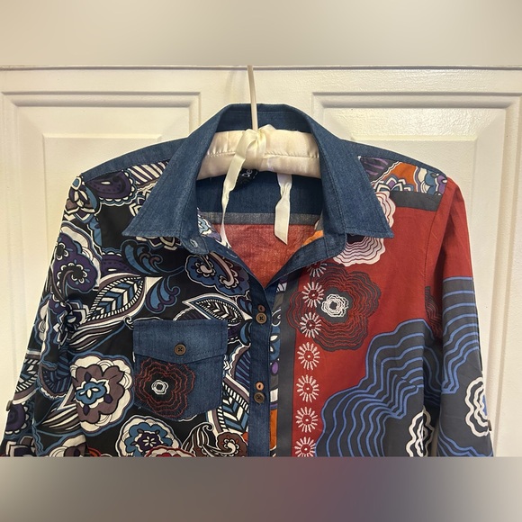šDesigual Patchwork Boho Western Embroidered Button-Down Shirt - Size M 2016 - Picture 6 of 16